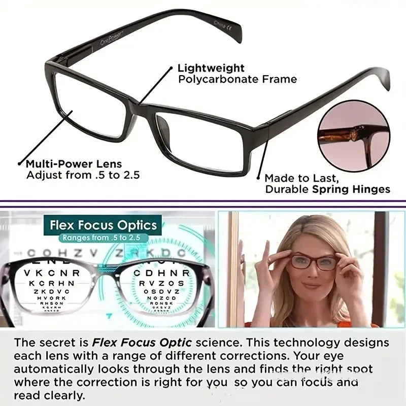 Auto Adjusting Multifocal Reading Glasses for Women and Men Bifocal Readers Wellness - DailySale