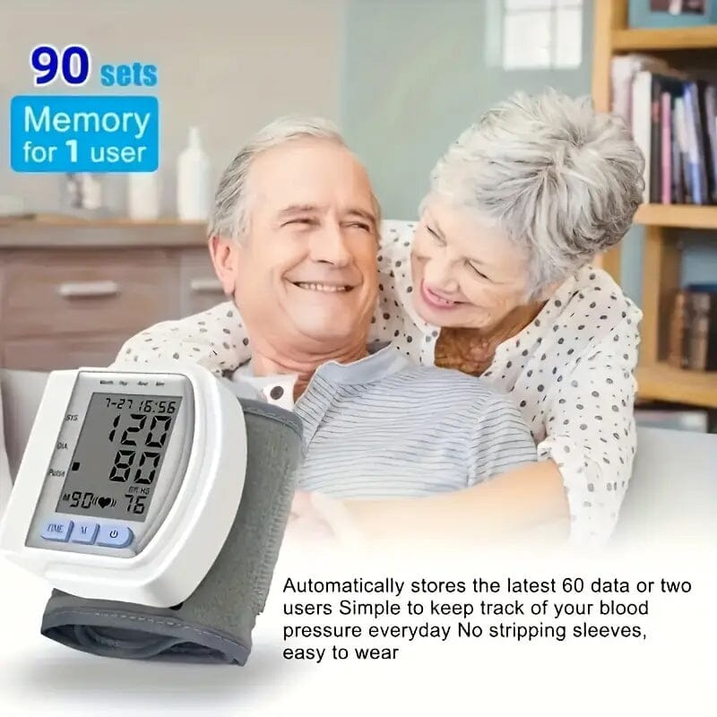 Automatic Digital Wrist Blood Pressure Monitor with Large LCD Display and Adjustable Cuff Wellness - DailySale