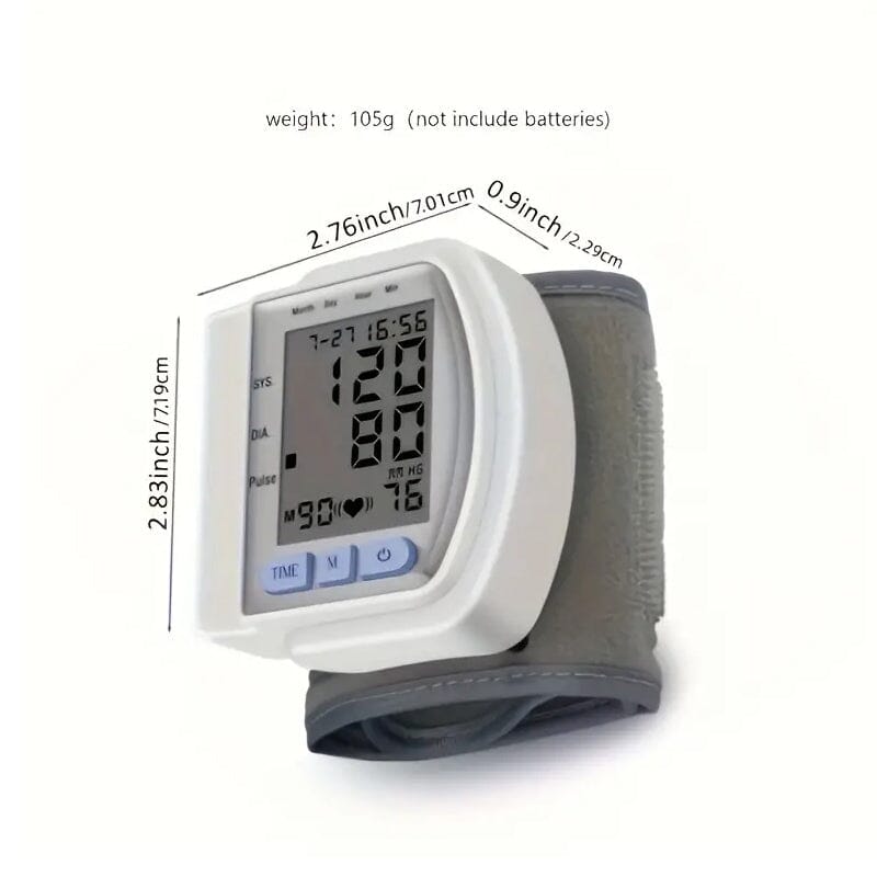 Automatic Digital Wrist Blood Pressure Monitor with Large LCD Display and Adjustable Cuff Wellness - DailySale