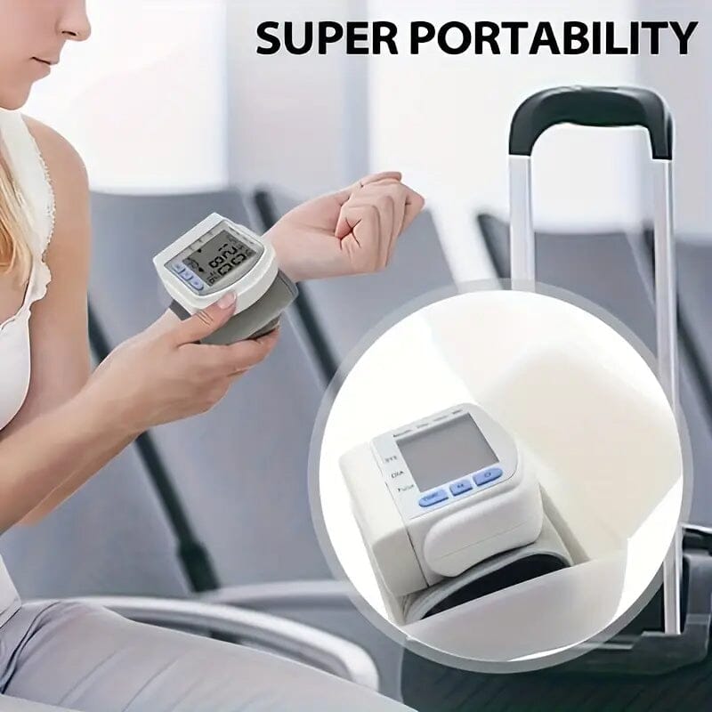 Automatic Digital Wrist Blood Pressure Monitor with Large LCD Display and Adjustable Cuff Wellness - DailySale