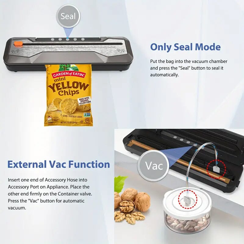 Automatic One-Touch Food Vacuum Sealer 5 Modes with 15 Sealer Bags and Built-in Cutter Kitchen Tools & Gadgets - DailySale