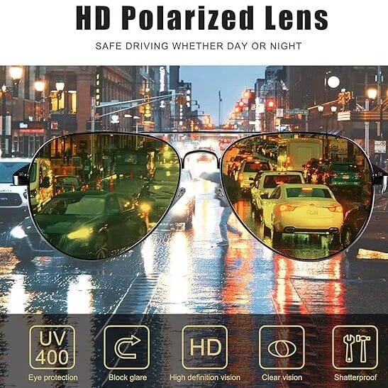 Aviator Tac Night Vision Glasses Polarized Sunglasses Anti Glare Driving Goggles Men's Shoes & Accessories - DailySale