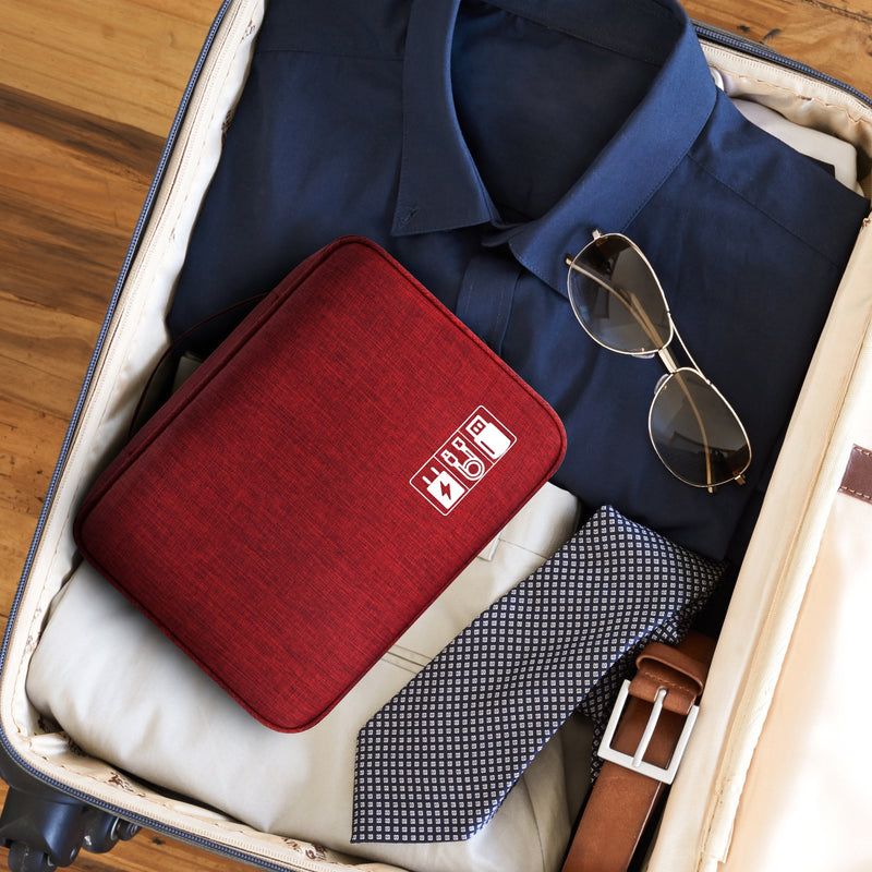 Organizer packed in a suitcase
