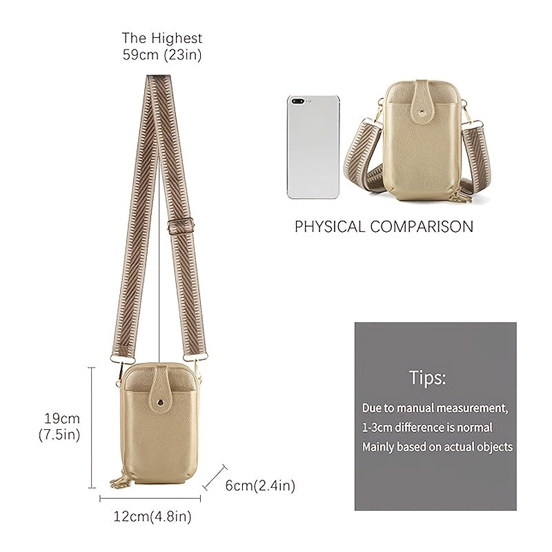 Size diagram: 19 by 12 by 6 centimeters, strap drop up to 59 centimeters