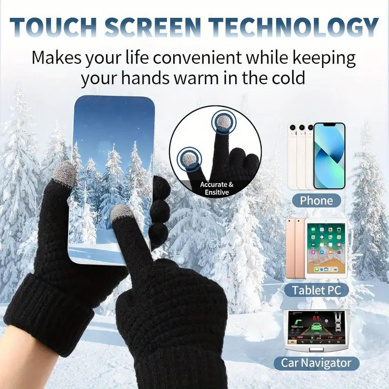 Soft Touchscreen Winter Gloves Elastic Cuff Knit for Cold Weather