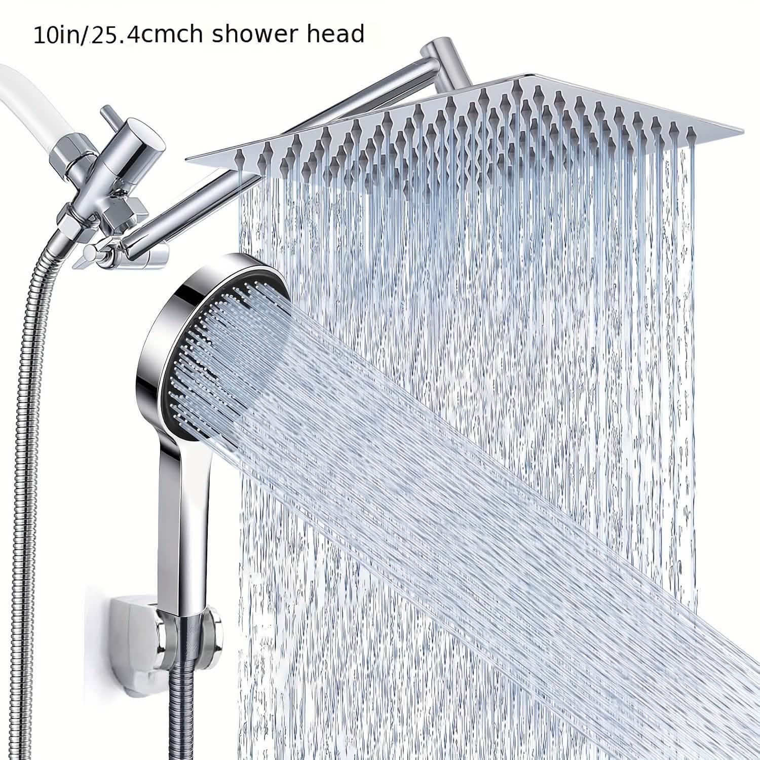 High Pressure Rainfall & Handheld Shower Head – Adjustable, Chrome/Black