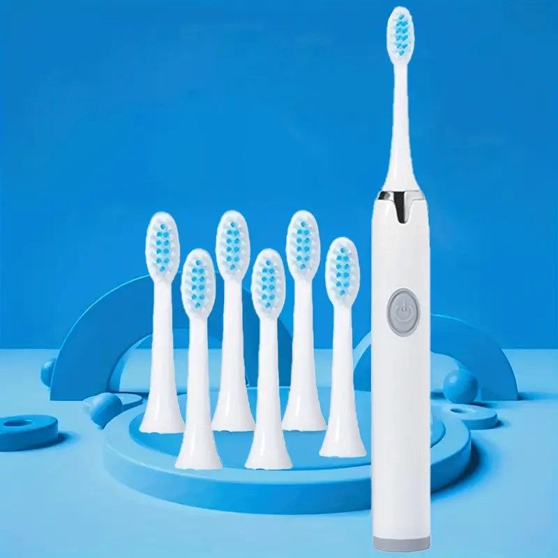 Battery Operated Toothbrush Kit with 6 Soft Bristles Beauty & Personal Care White - DailySale