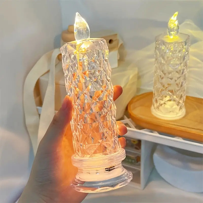 Battery-Powered LED Candle Lamp With Rose Pattern Refraction Halo Projection Indoor Lighting - DailySale