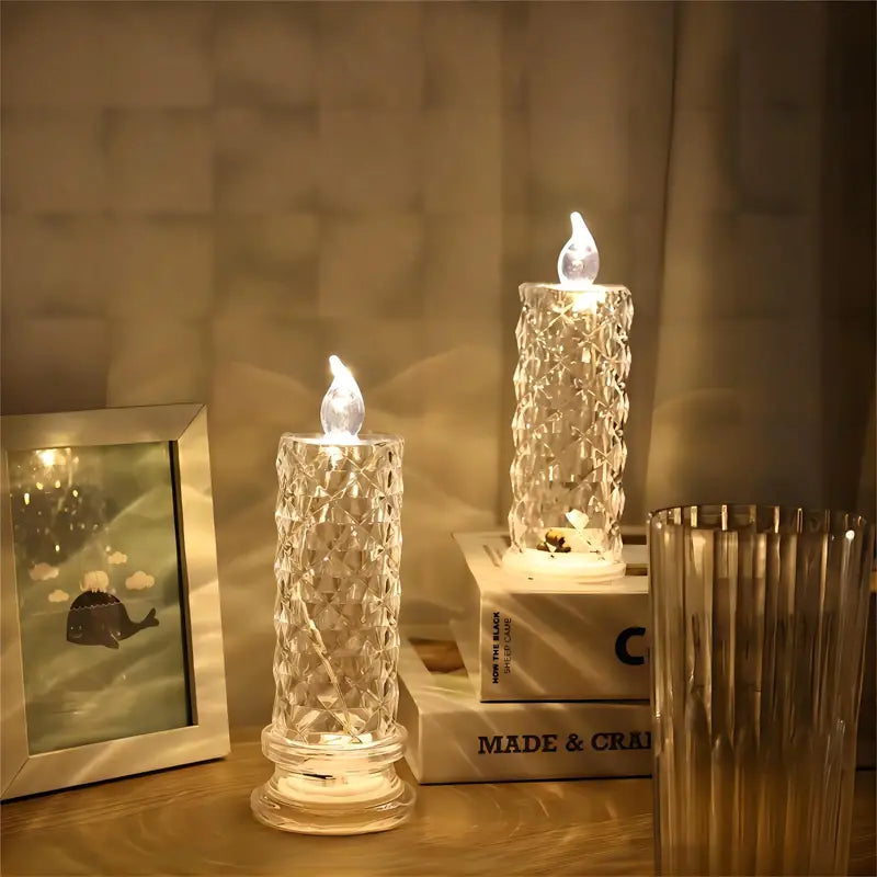 Led Electronic Candle Light, Rose Pattern Refraction Halo