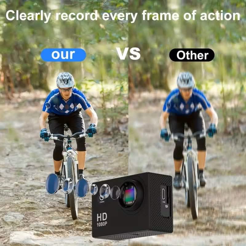 Ultra HD 1080P Action Camera – 140° Wide Angle, Fisheye Lens, LCD Display