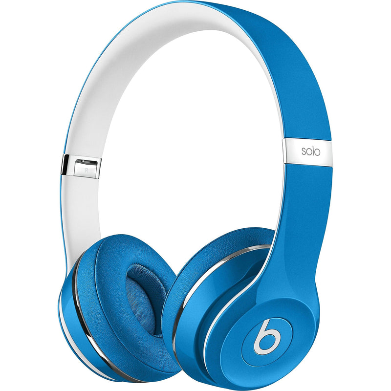 Angled view of Beats by Dr. Dre Solo 2 Wired On-Ear Headphone Solo2 (Refurbished) in blue