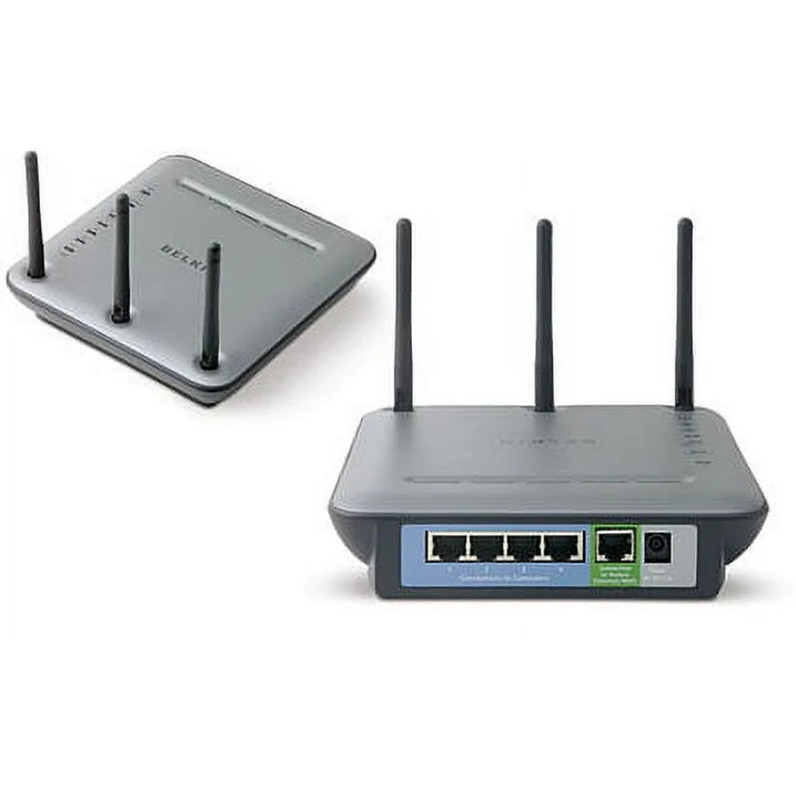 Belkin Wireless F5D8230-4 802.11x Pre-N Router Connects to Cable or DSL Modem (Black) Computer Accessories - DailySale