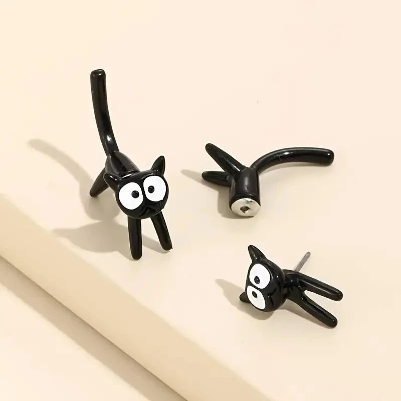 Black Cat Front And Back Stud Earrings For Women Earrings - DailySale