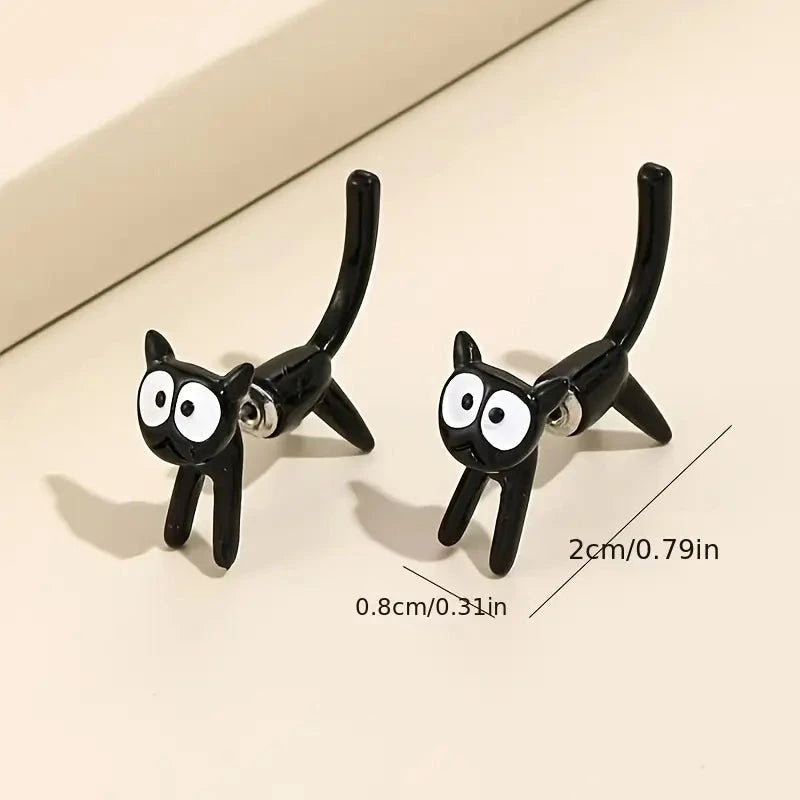 Black Cat Front And Back Stud Earrings For Women Earrings - DailySale