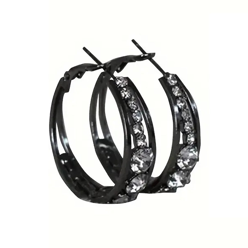 Hoop Earrings Inlaid Shiny Rhinestone For Ladies