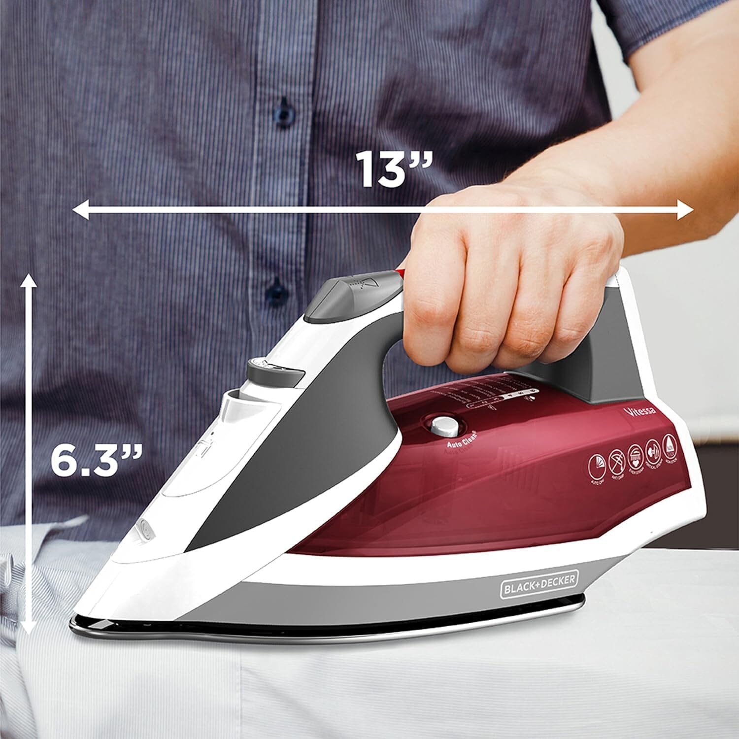 Black+Decker IR2050 Textile Iron Standard, Red Household Appliances - DailySale