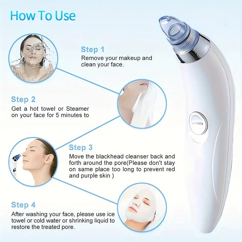 Blackhead Vacuum Remover, Powerful Portable Facial Pore Cleaner With 4 Probes Beauty & Personal Care - DailySale