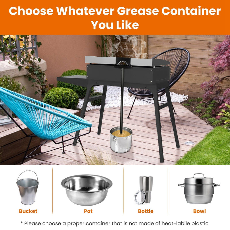Blackstone Griddle Grease Catcher with Heat Resistant Hose Stainless Steel Garden & Patio - DailySale