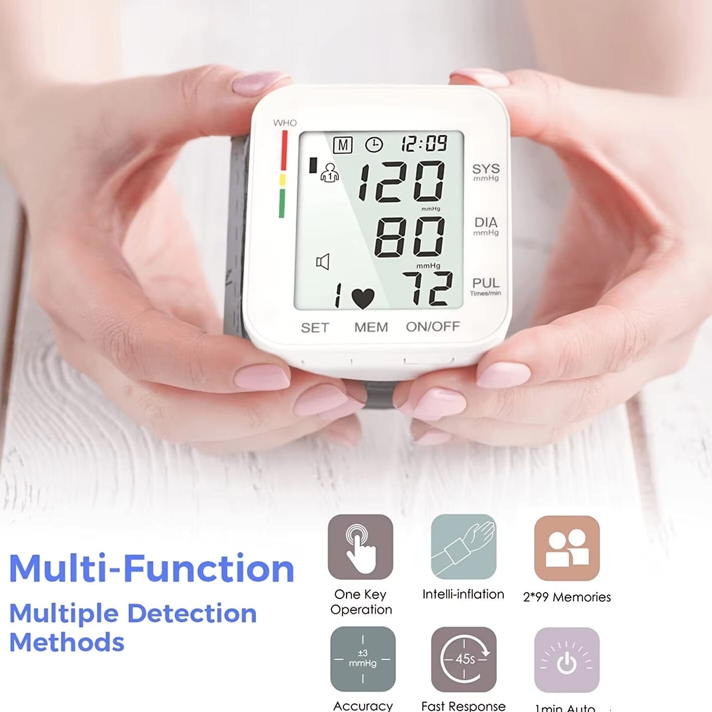 Blood Pressure Monitor Digital Wrist Blood Pressure Machine Automatic Cuff BP Detector Wellness - DailySale