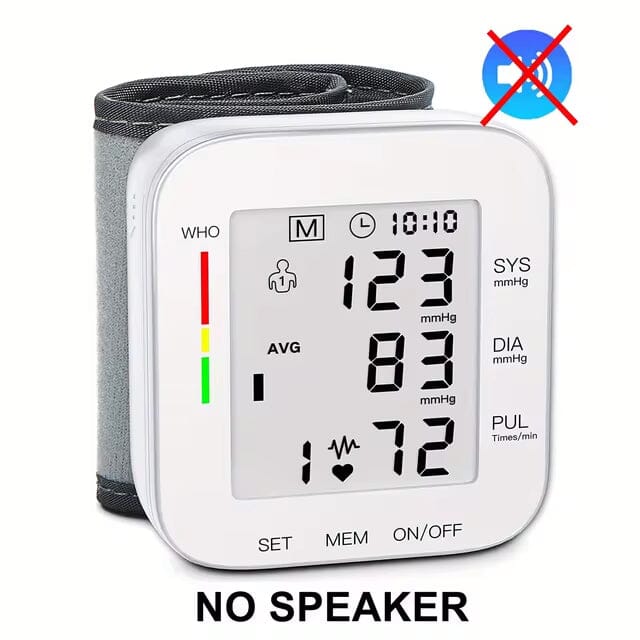 Blood Pressure Monitor Digital Wrist Blood Pressure Machine Automatic Cuff BP Detector Wellness White No Voice - DailySale