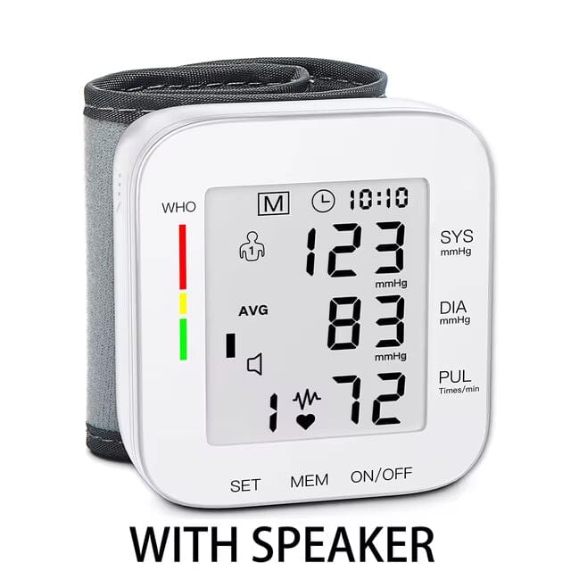 Blood Pressure Monitor Digital Wrist Blood Pressure Machine Automatic Cuff BP Detector Wellness White Voice - DailySale