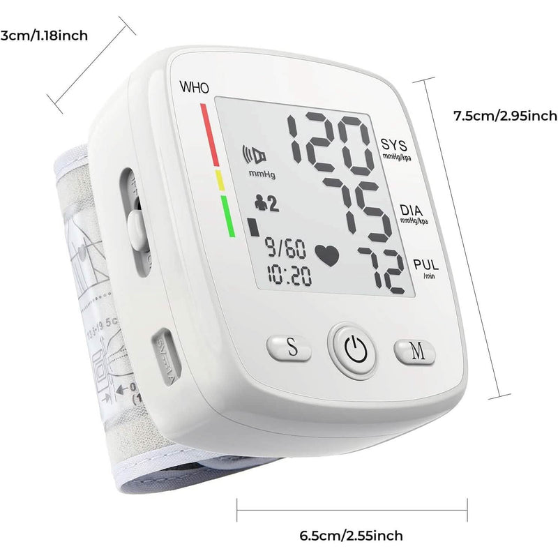 Blood Pressure Monitor Digital Wrist BP Machine Automatic BP Cuff with 2 Users 180 Memory Voice Large LCD Display Wellness - DailySale