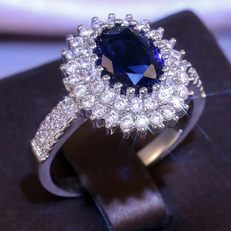 Blue Cubic Zirconia Ring Rings 6 - DailySale