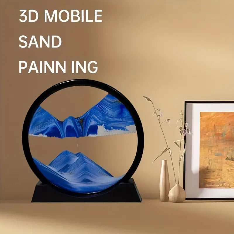 Blue Quicksand Art Glass Ornament - 3D Moving Sand Painting Furniture & Decor - DailySale