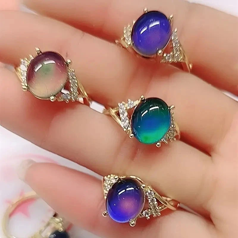 Boho Style Color Changing Mood Stone Cuff Rings Rings - DailySale