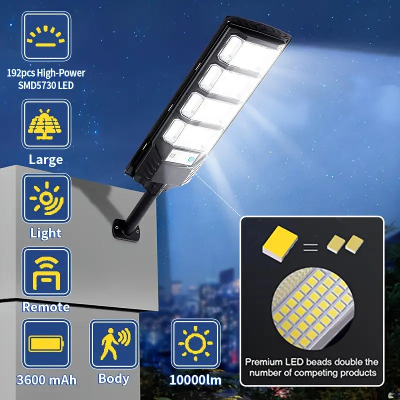 Bright Solar Street Light with Wide Angle Motion Sensor and Remote Control Outdoor Lighting - DailySale