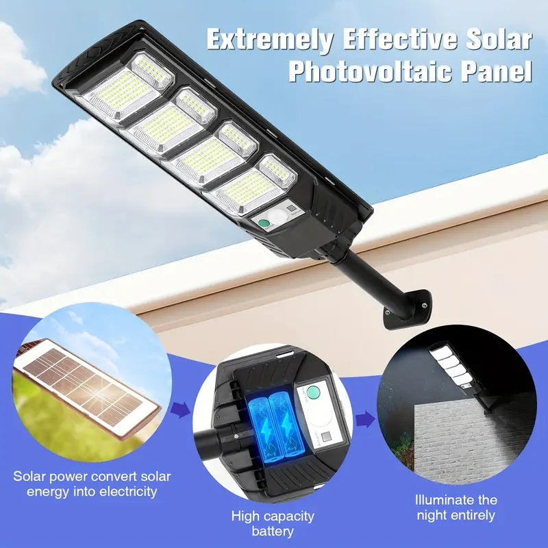 Bright Solar Street Light with Wide Angle Motion Sensor and Remote Control Outdoor Lighting - DailySale