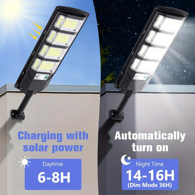 Bright Solar Street Light with Wide Angle Motion Sensor and Remote Control Outdoor Lighting - DailySale