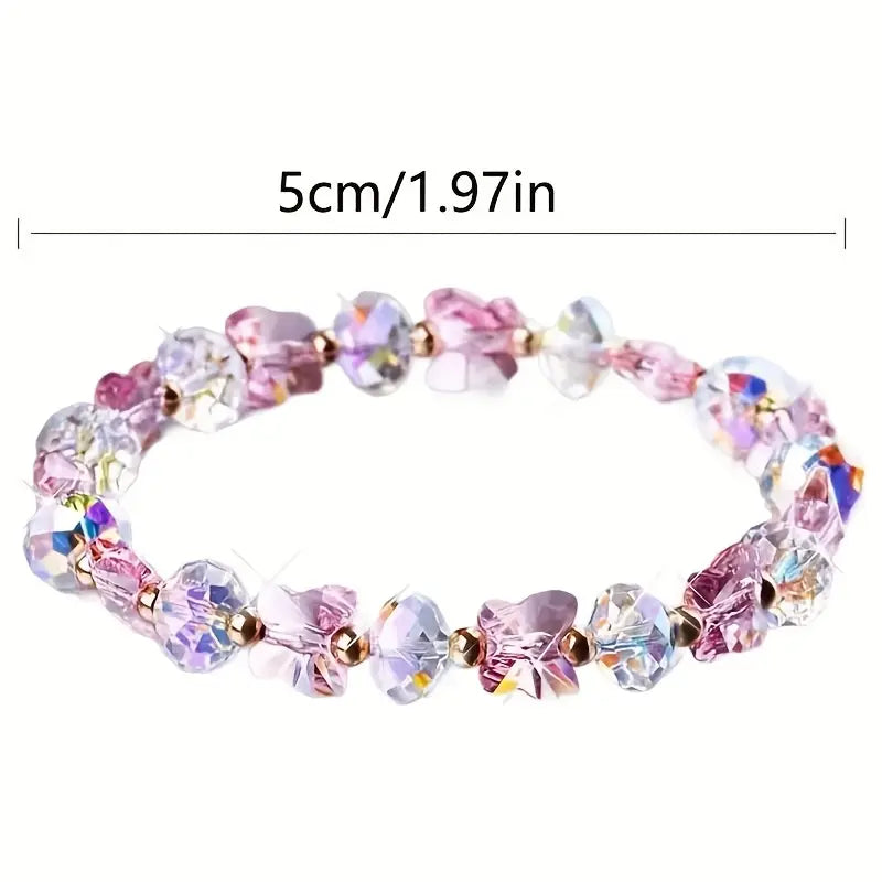 Butterfly-Shaped Artificial Crystal Beaded Charm Bracelet Bracelets - DailySale