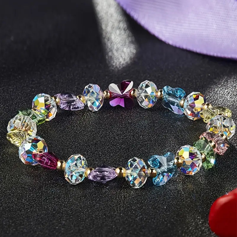 Butterfly-Shaped Artificial Crystal Beaded Charm Bracelet Bracelets - DailySale