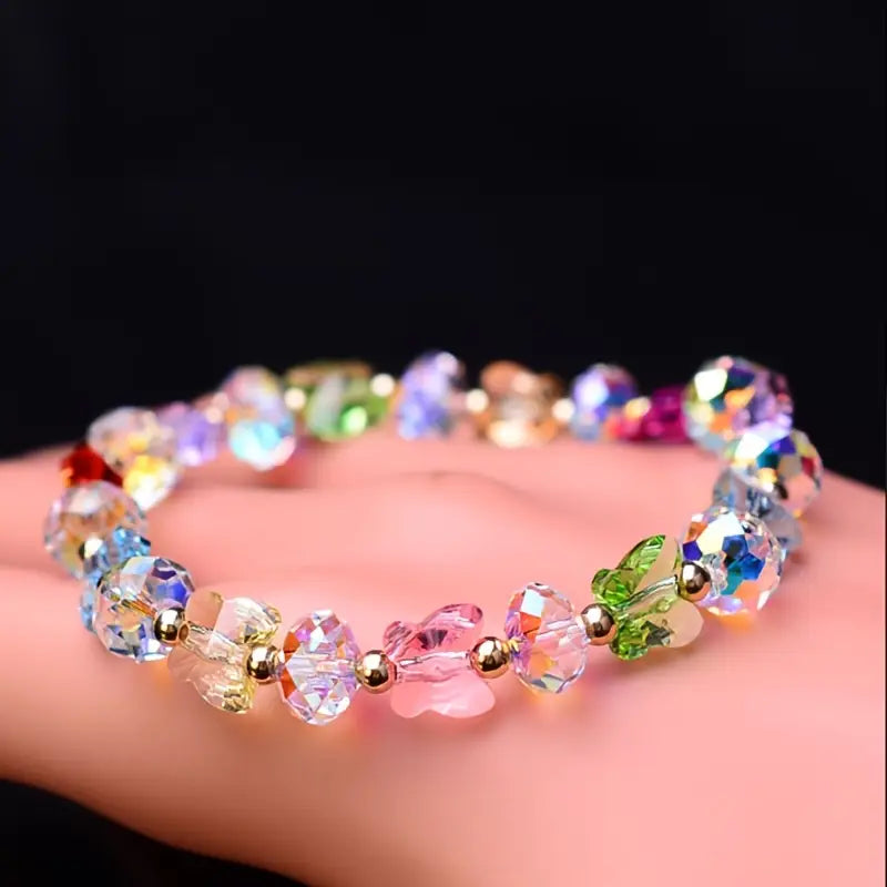 Butterfly-Shaped Artificial Crystal Beaded Charm Bracelet Bracelets - DailySale