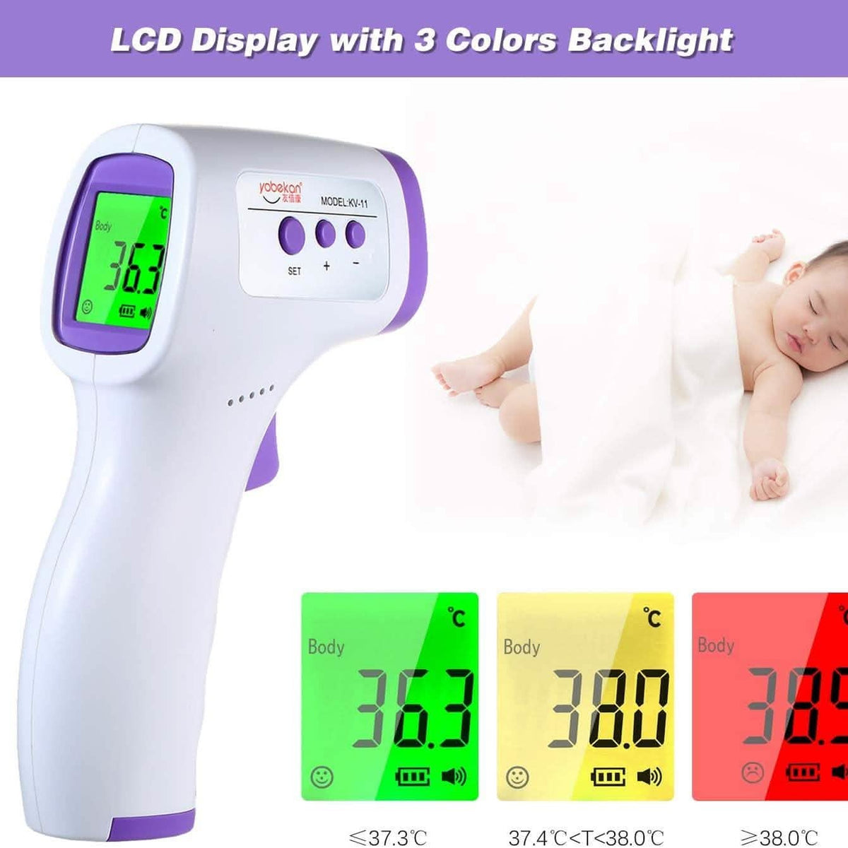 Thermometer shown with its LCD display and readout