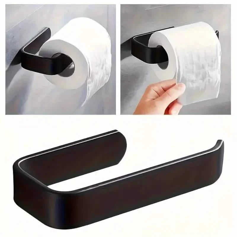 2-Pack: No-Drill Self-Adhesive Toilet Paper Holder – Black & White