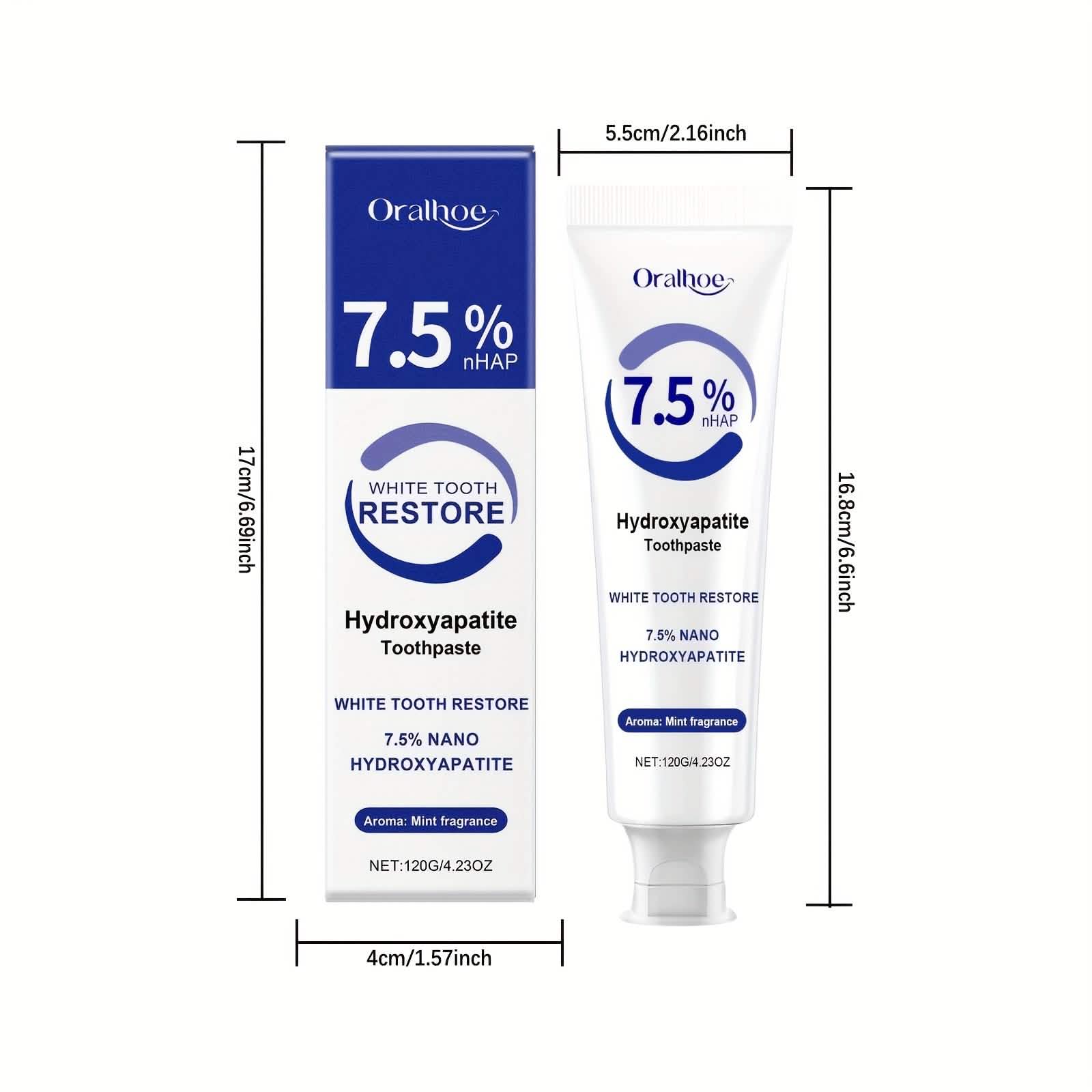 Hydroxyapatite Toothpaste – 7.5% NHAP, Whitening Mint, Gentle Teeth & Mouth Care