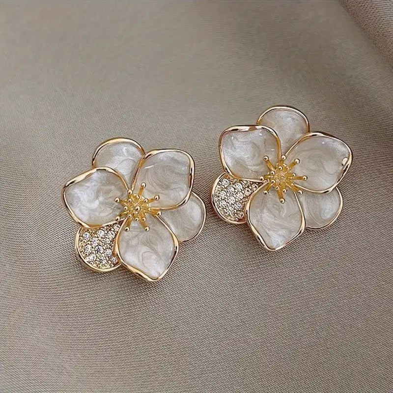 Zinc Alloy Pretty Sweet Flower Design Stud Earrings