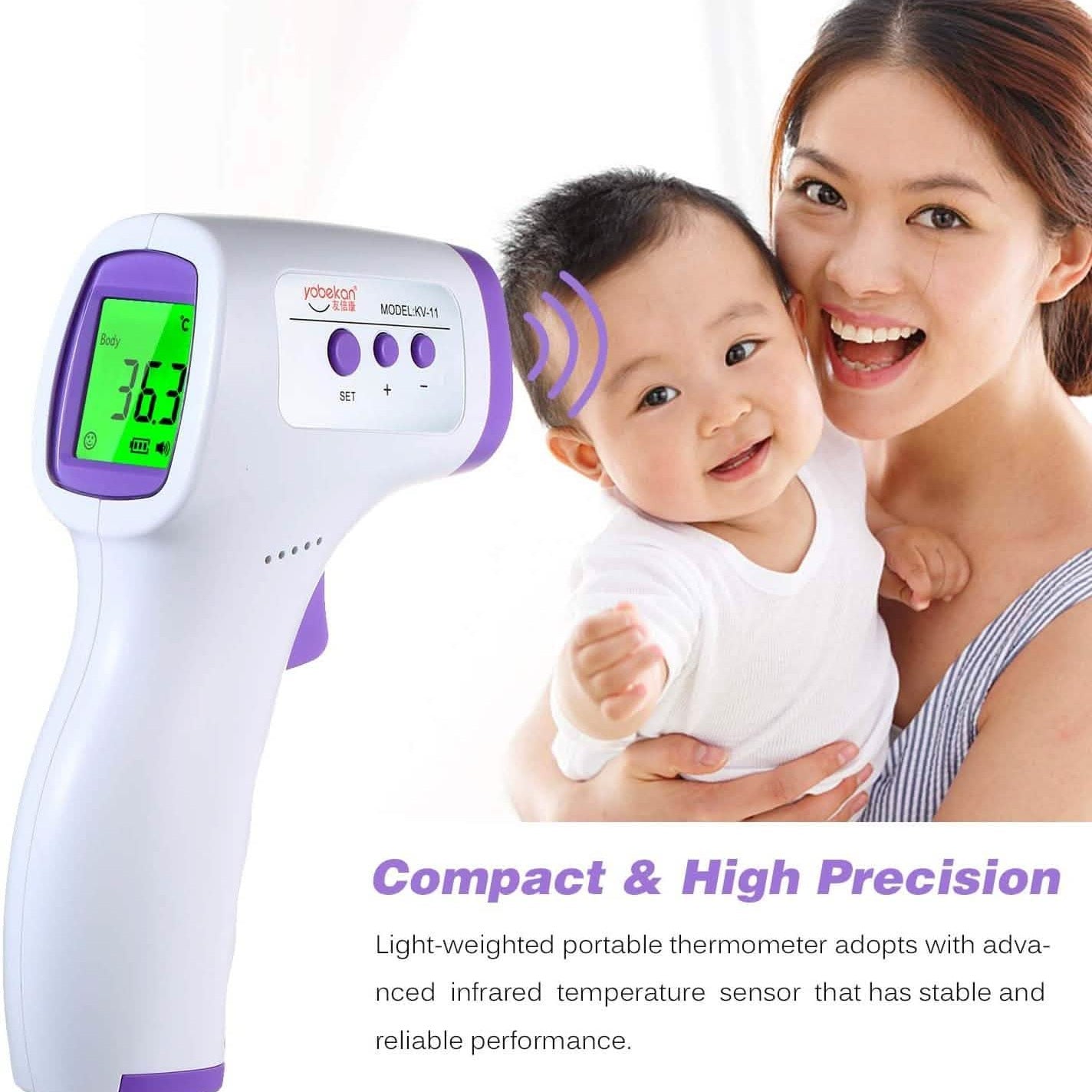 Thermometer LCD display with three colour backlight readings
