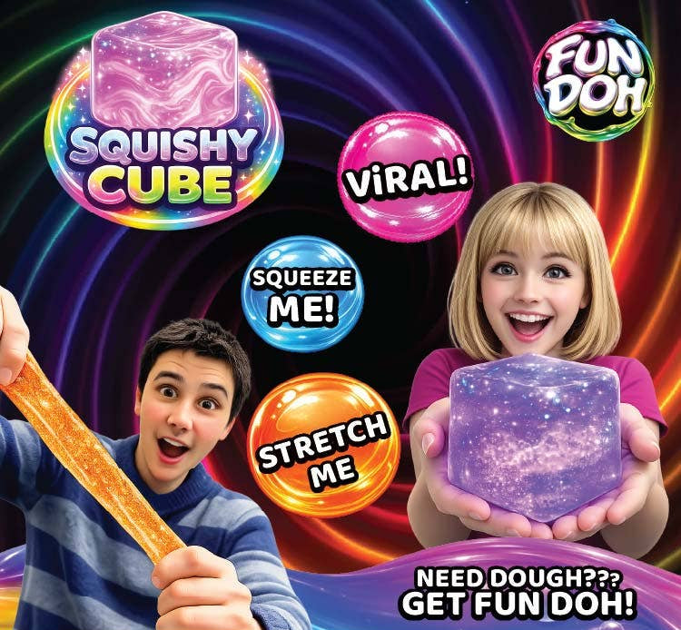 Fun Doh Squishy Sparkle Cube Fidget Toy – Viral Sensory Squish Toy