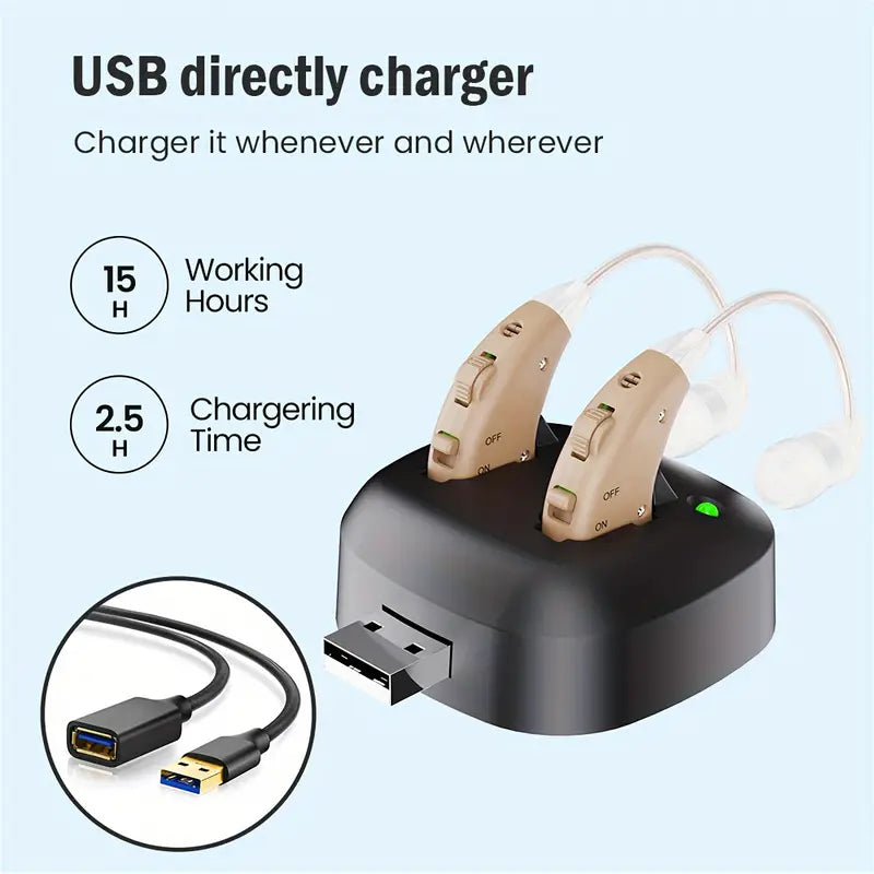 True Hearing Aids (Not Amplifier) for Seniors Rechargeable with Charging Dock