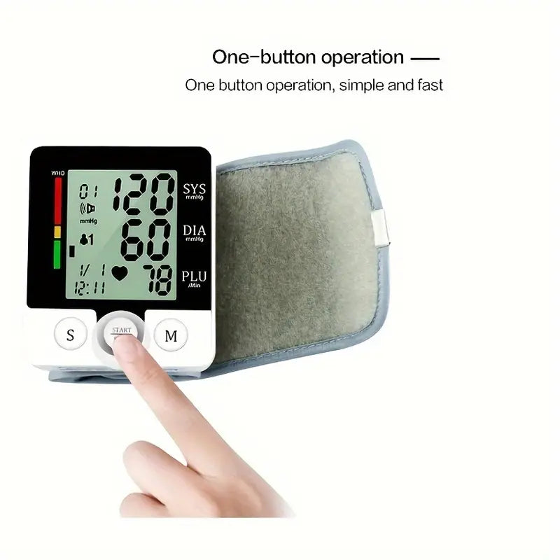 Digital Wrist Blood Pressure Monitor for Adults - Voice-Activated, Heart Rate & Adjustable Cuff