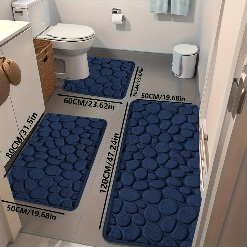 Ultra-Soft Memory Foam Bath Mat – Non-Slip, Absorbent (Gray Hexagon)