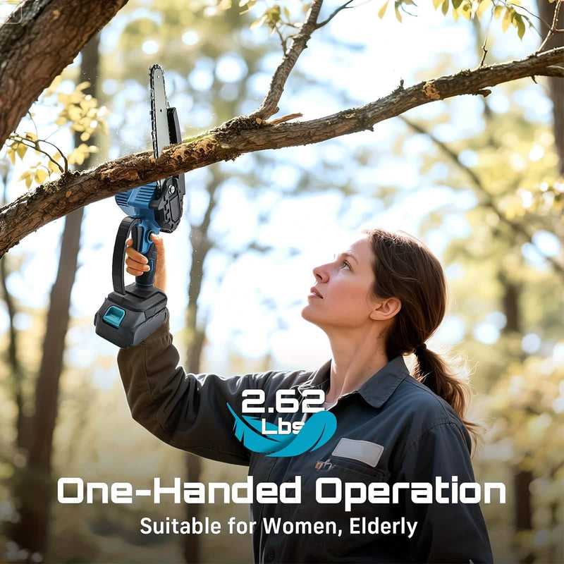 6-inch Cordless Mini Chainsaw – Handheld Electric, Lightweight, Battery-Powered