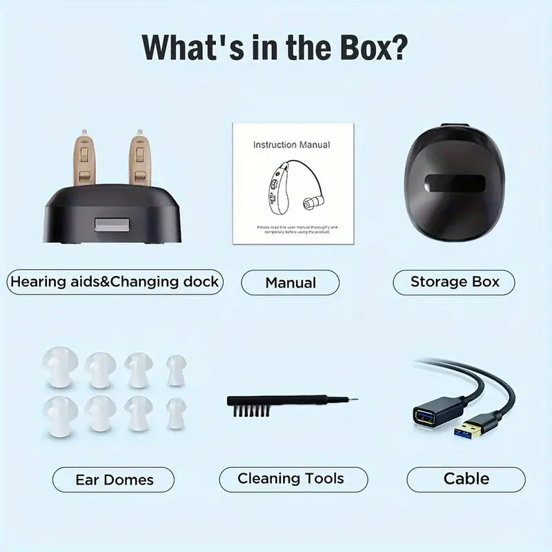 True Hearing Aids (Not Amplifier) for Seniors Rechargeable with Charging Dock