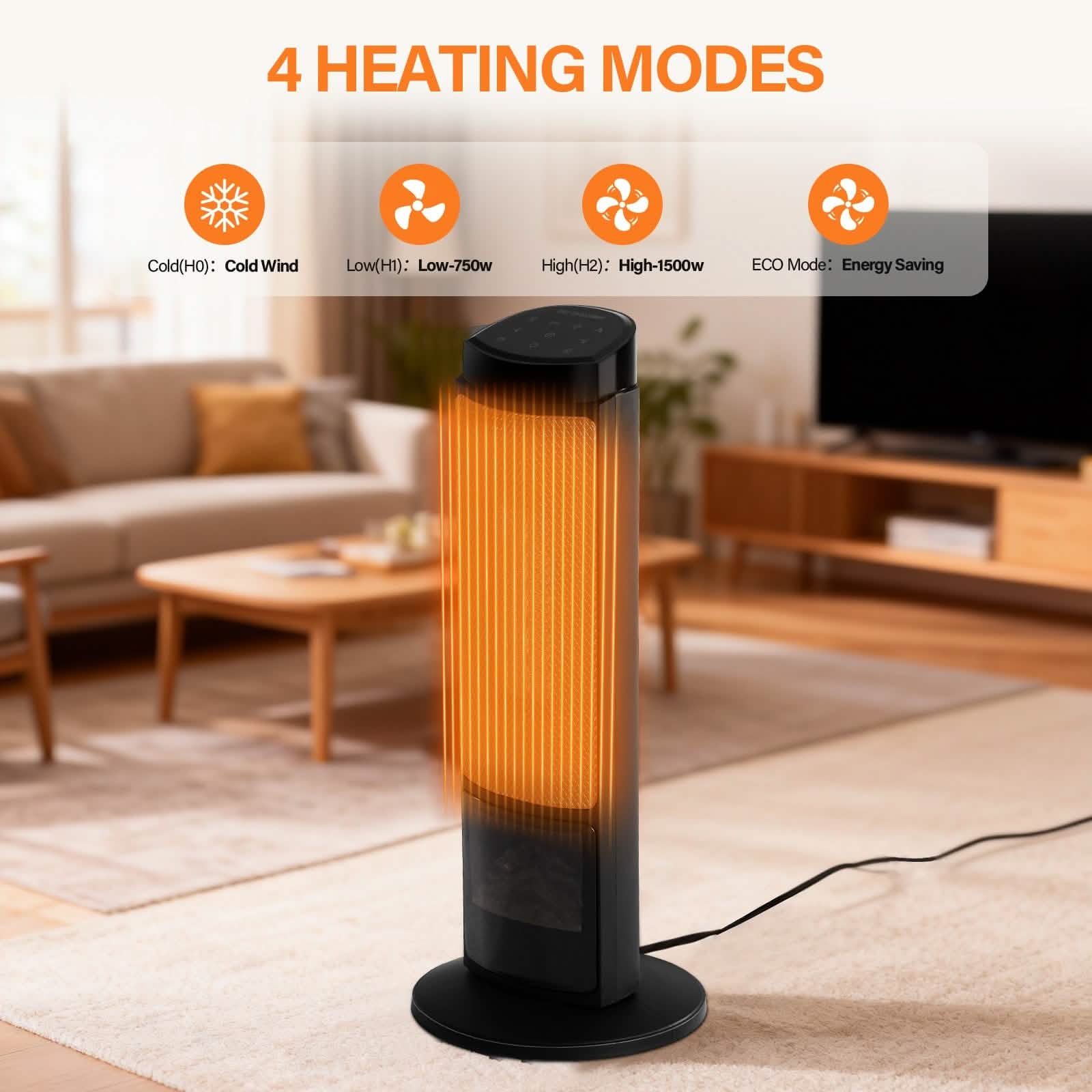 Portable Electric Space Heater with Remote & Thermostat