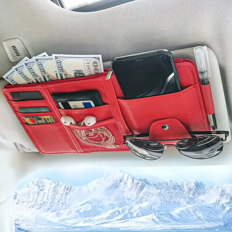 Car Sun Visor Organizer Automotive Red - DailySale