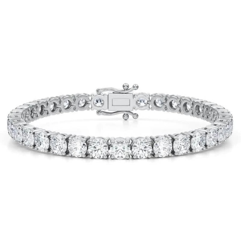 Round Lab-Grown Diamond 17.00 Carat 7" Tennis Bracelet in 14K White Gold D VS