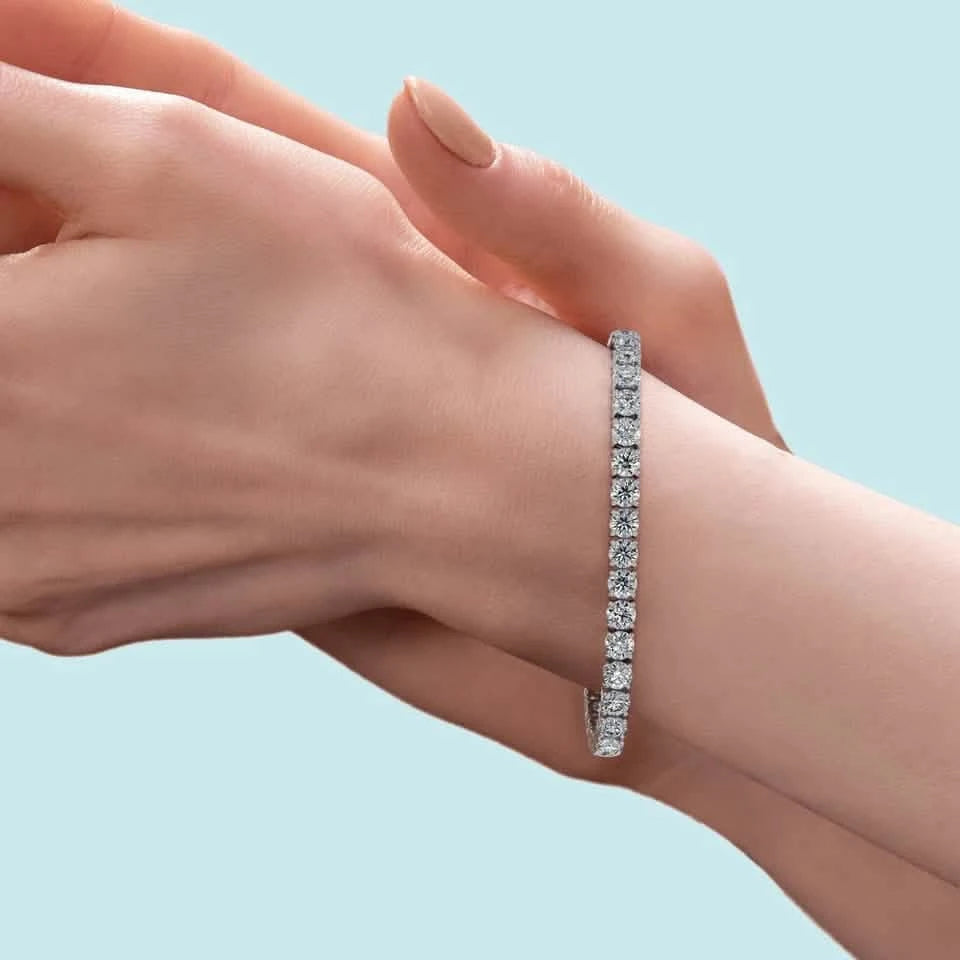Round Lab-Grown Diamond 17.00 Carat 7" Tennis Bracelet in 14K White Gold D VS